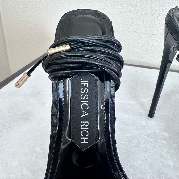 Rich Sandal by Jessica Rich Black Stiletto Lace Up Heels Size 40 / 9.5 - Picture 13 of 16